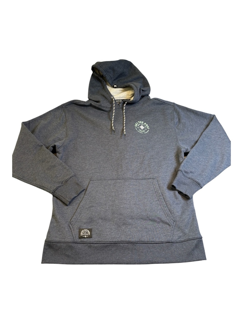 Ski The East Men's Large Hoodie Charcoal Heather Organic Cotton Snowboard EUC